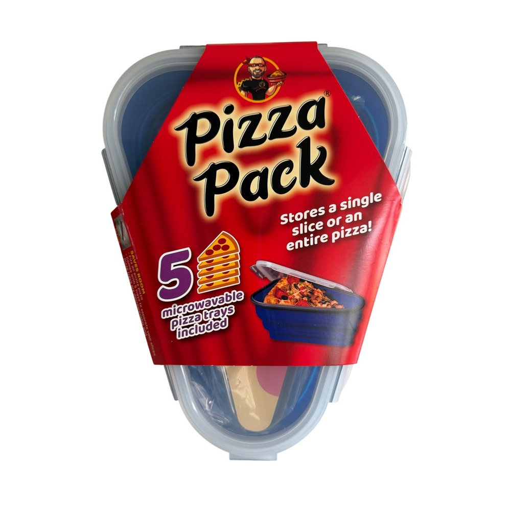 Pizza Pack Collapsible‎ Silicone Pizza Storage Container with 5 Trays Blue NEW